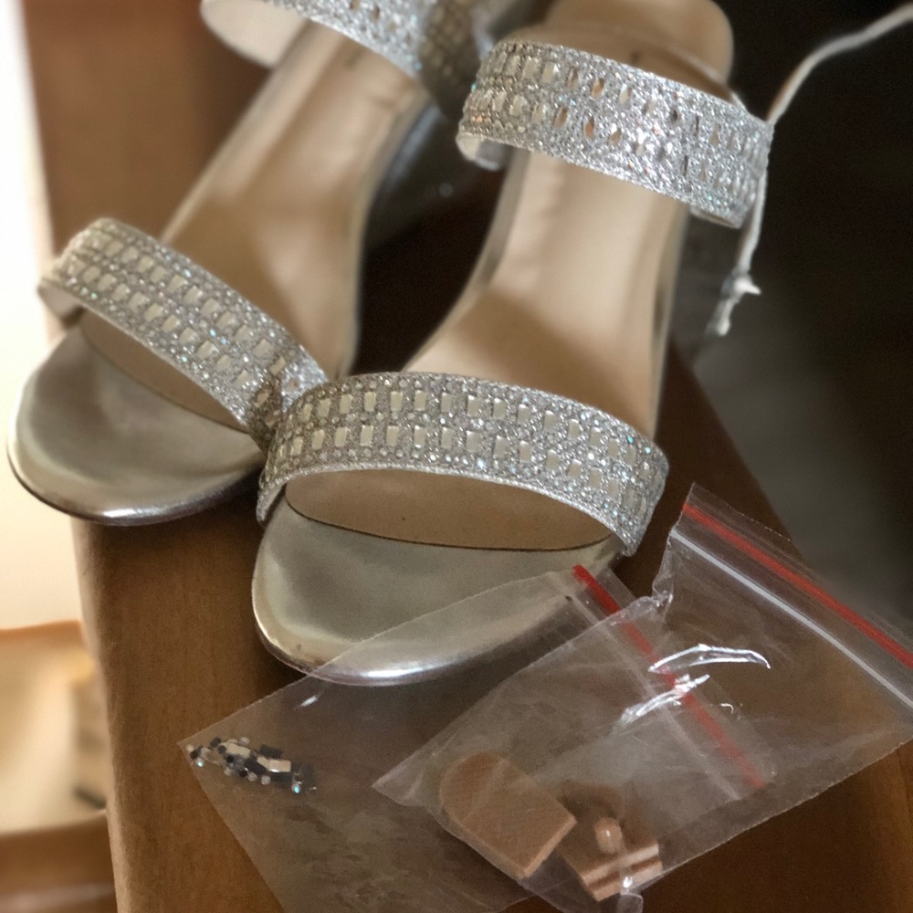 Silver Wedge Prom or Wedding Shoes - Picture 1 of 3